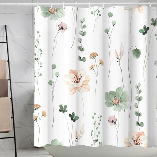 EZESO Duschvorhang mit Blumenmuster, 3D-Pflanze, Badezimmer, waschbar, Polyester-Stoff, Duschvorhang mit 12 Kunststoffhaken, 180 x 200 cm, verdickter Badewannenvorhang für Badezimmer, Hotel EZESO Duschvorhang mit Blumenmuster, 3D-Pflanze, Badezimmer, waschbar, Polyester-Stoff, Duschvorhang mit 12 Kunststoffhaken, 180 x 200 cm, verdickter Badewannenvorhang für Badezimmer, Hotel von EZESO