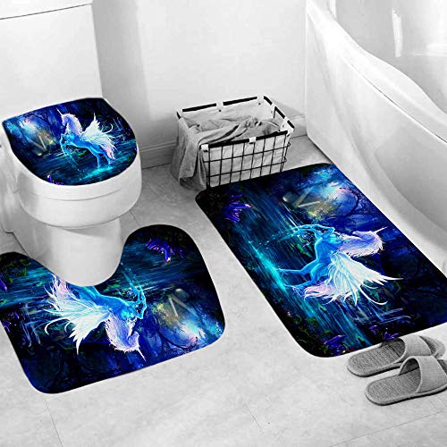 EZEZWSNBB Badematten Set 3 Teilig Blaues Einhorn Badvorleger WC Vorleger ohne Ausschnitt rutschfest für -WC Vorleger Badezimmer Waschbar Dusch Matte Teppich 45x75 cm EZEZWSNBB Badematten Set 3 Teilig Blaues Einhorn Badvorleger WC Vorleger ohne Ausschnitt rutschfest für -WC Vorleger Badezimmer Waschbar Dusch Matte Teppich 45x75 cm von EZEZWSNBB