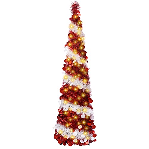 Zusammenklappbarer künstlicher Weihnachtsbaum, 1,5 m Pop-Up-Weihnachtsbaum mit 100 LED-Lichtern, große Pailletten, künstlicher Baum für Weihnachten, Urlaub, Party, Karnevalsdekorationen Zusammenklappbarer künstlicher Weihnachtsbaum, 1,5 m Pop-Up-Weihnachtsbaum mit 100 LED-Lichtern, große Pailletten, künstlicher Baum für Weihnachten, Urlaub, Party, Karnevalsdekorationen von EZGETOP