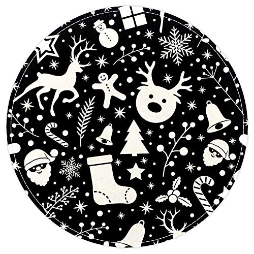 EZIOLY Frohe Weihnachten Hirsch bunt rutschfest waschbar rund Bereich Teppich Badvorleger Bodenmatte für Wohnzimmer Schlafzimmer Küche Baby Spielzimmer 40 x 40 cm von EZIOLY