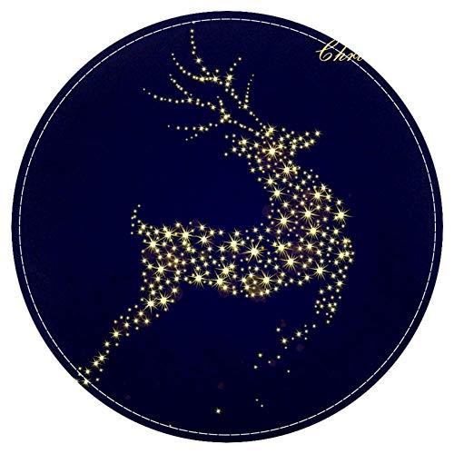 EZIOLY Weihnachts-Teppich mit goldenem Hirsch, rutschfest, waschbar, rund, für Wohnzimmer, Schlafzimmer, Küche, Baby, Spielzimmer, 40 x 40 cm von EZIOLY