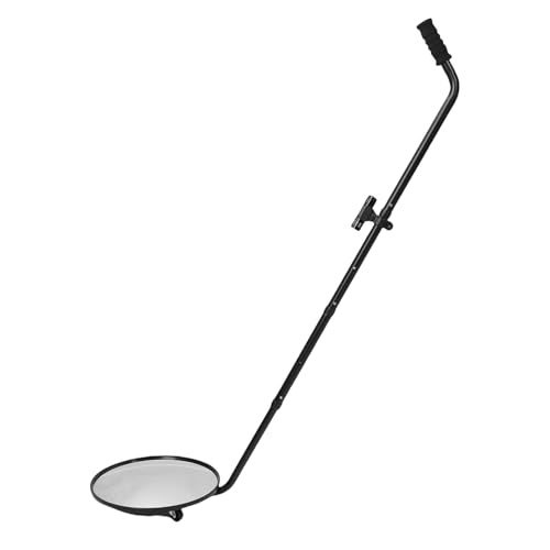 EZLUIYLDH Unterfahr-Inspektionsspiegel, konvexer Suchspiegel mit 30 cm Durchmesser und verstellbarem Teleskopgriff, Verstellbarer Winkel unter dem Auto mit 3 Rädern und LED-Taschenlampe von EZLUIYLDH