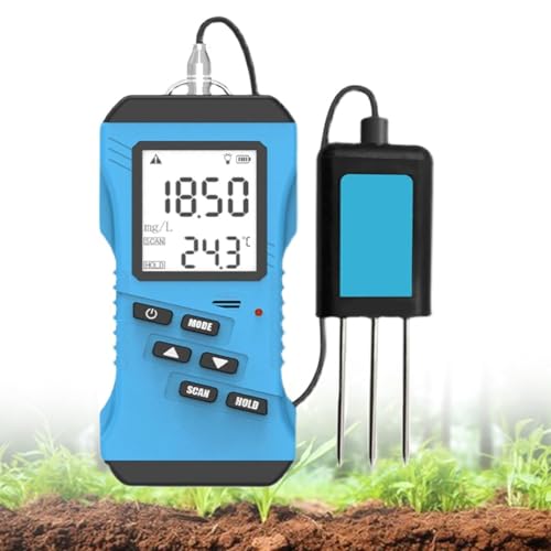 Intelligentes Bodenfruchtbarkeitsmessgerät, digitale Messung von Stickstoff, Phosphor, Kalium, pH-Wert und Feuchtigkeit mit hintergrundbeleuchtetem LCD für einfaches Ablesen, für Garten, Rasen, Baue von EZLUIYLDH