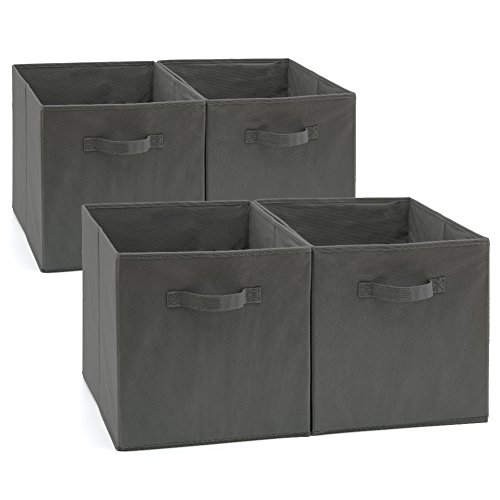 EZOWARE Aufbewahrungskörbe faltbare Würfel-Aufbewahrungsboxen, 4er-Set, faltbare Aufbewahrungsbox für Kleinkinder, Kinderzimmer, Zuhause, 33x35x33cm Grau von EZOWARE