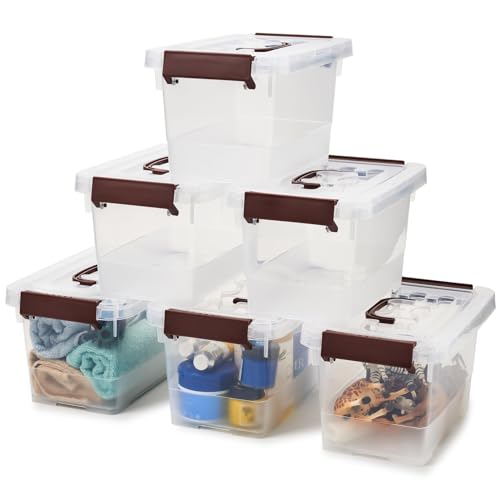 EZOWARE 5L Aufbewahrungsboxen, transparenter Organizer mit Deckel, stapelbarer Behälter mit Deckel. Ideal für Büro, Kinderzimmer, Küche & Werkstatt (6er Set) von EZOWARE