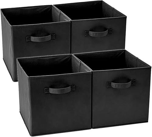 EZOWARE Aufbewahrungskörbe faltbare Würfel-Aufbewahrungsboxen, 4er-Set, faltbare Aufbewahrungsbox für Kleinkinder, Kinderzimmer, Zuhause, 33x35x33cm Schwarz von EZOWARE