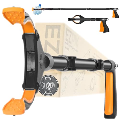EZPIK 1 x 100 cm Greifer für Senioren mit Magnet-Greifarm, Robuste Greifzangen für Menschen mit Behinderungen, Drehbare Müllgreifer Zange, Gehilfe mit Befestigungsclip, 1er-Pack, Schwarz von EZPIK