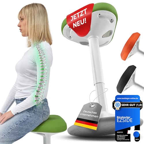 SMART-Sitzen: Bürohocker [PREMIUM QUALITÄT] Sitzhocker ergonomisch für Arbeit & Freizeit|Ergonomischer Hocker höhenverstellbar|Schwingeffekt [rutschfest] Stehhocker|Hocker für Homeoffice (Grün) von EZSIDE