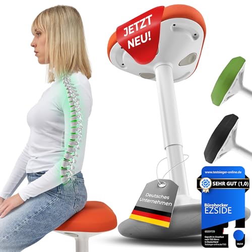 SMART-Sitzen: Bürohocker [PREMIUM QUALITÄT] Sitzhocker ergonomisch für Arbeit & Freizeit|Ergonomischer Hocker höhenverstellbar|Schwingeffekt [rutschfest] Stehhocker|Hocker für Homeoffice (Orange) von EZSIDE