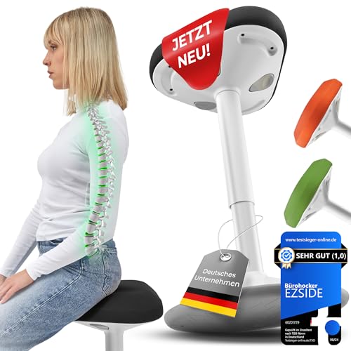 EZSIDE SMART-Sitzen: Bürohocker | Hocker | Sitzhocker ergonomisch mit Schwingeffekt | Ergonomischer Hocker höhenverstellbar | Stehhocker [rutschfest] | Drehhocker für Homeoffice (Schwarz) von EZSIDE