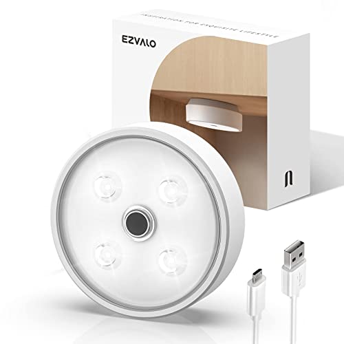 EZVALO Unterbauleuchte Küche LED, Spots Batteriebetrieben 2000mAh, Puck Light Schranklicht Kabellos, Schrankbeleuchtung Batteriebetrieben 5000K (1 Stück) von EZVALO