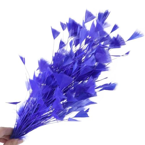 Schöne blaue Truthahnfeder Blume lange DIY Draht biegbar Brautstrauß Federn Kopfschmuck Dekoration - Deep Purple - 25-30 cm von EZVFIRPDFZ