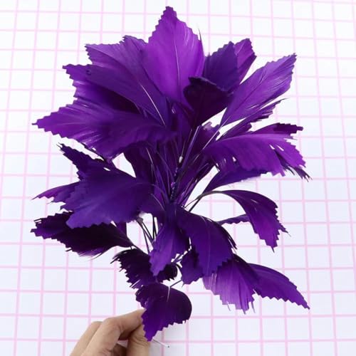 Schöne blaue Truthahnfeder Blume lange DIY Draht biegbar Brautstrauß Federn Kopfschmuck Dekoration - Deep Purple - 25-30 cm von EZVFIRPDFZ