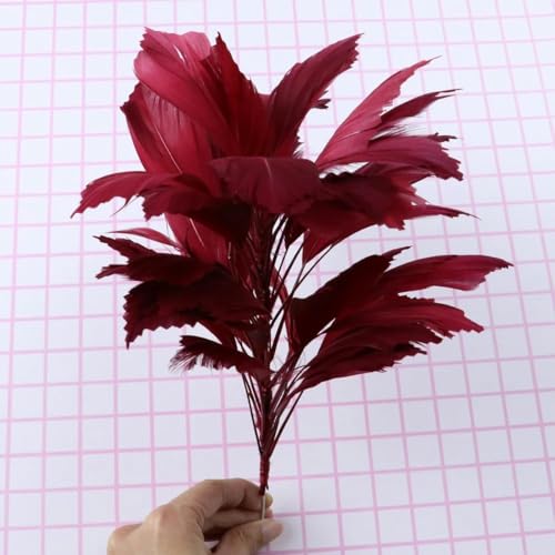 Schöne blaue Truthahnfeder Blume lange DIY Draht biegbar Brautstrauß Federn Kopfschmuck Dekoration - Deep Purple - 25-30 cm von EZVFIRPDFZ