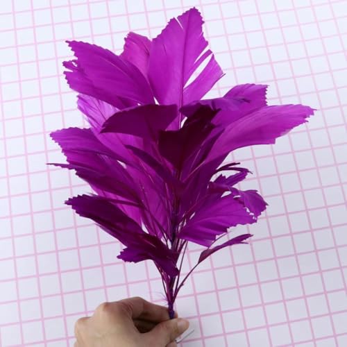 Schöne blaue Truthahnfeder Blume lange DIY Draht biegbar Brautstrauß Federn Kopfschmuck Dekoration - Deep Purple - 25-30 cm von EZVFIRPDFZ