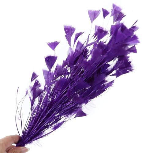 Schöne blaue Truthahnfeder Blume lange DIY Draht biegbar Brautstrauß Federn Kopfschmuck Dekoration - Deep Purple - 25-30 cm von EZVFIRPDFZ