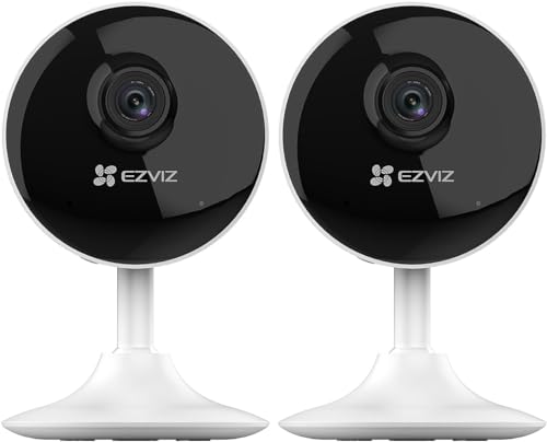 EZVIZ 1080P WLAN IP Kamera, Überwachungskamera Innen mit Zwei-Wege-Audio, Magnetfuß für einfache Installation, Bewegungserkennung, IR Nachtsicht zu 12m, Babyphone kompatibel mit Alexa, C1C 2 Set von EZVIZ