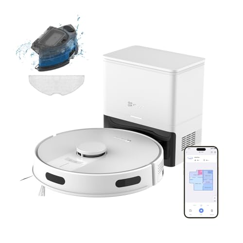 EZVIZ 3-in-1 Staubsauger mit automatischer Staubentleerung, WiFi Robotersauger mit LiDAR Navigation und Hinderniserkennung, 4000 Pa Saugleistung, APP/Alexa/Google-Steuerung, RE4C Plus von EZVIZ