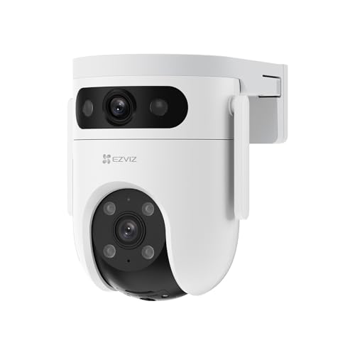 EZVIZ 2K+2K Dual-Lens Überwachungskamera aussen, WLAN PTZ Kamera mit KI Personen-/Fahrzeugerkennung, Auto-Tracking, 2-Wege-Audio und Farbnachtsicht, wetterfest, H9c von EZVIZ