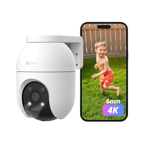 EZVIZ 4K Kamera Überwachung aussen, WLAN Pan&Tilt Camera mit Personen-/Fahrzeugerkennung, Zwei-Wege-Audio, Automatischer Verfolgung und Vollfarb-Nachtsicht, wetterfest, C8c 8MP 6mm von EZVIZ