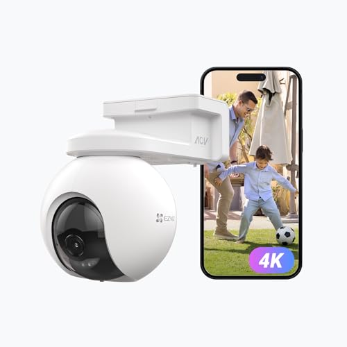 EZVIZ 4K PTZ Kabellose WLAN-Außenkamera, 360° Solar/Akku Überwachungskamera Outdoor, Farbnachtsicht, KI Personen- und Fahrzeugerkennung, AOV-Modus, Zwei-Wege-Audio, CB8 Pro 4K von EZVIZ