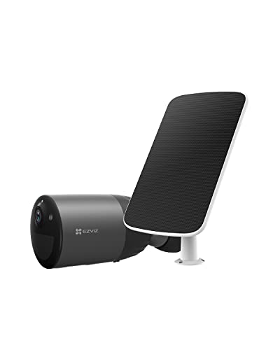 EZVIZ 4MP Akku Überwachungskamera, kabellose WLAN IP Kamera mit 210 Tage Akkuleistung, PIR Bewegungssensor, Solarpanel, 2K Farbnachtsicht, 2-Wege-Audio, IP66 wetterfest, 32GB eMMC, BC1C Kit von EZVIZ