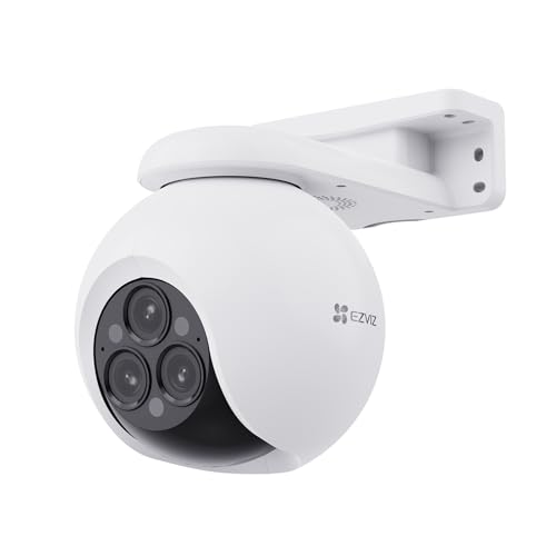 EZVIZ Wi-Fi 360° PTZ Überwachungskamera Aussen mit 3 * 4MP Objektiven, 12 Hybrid-Zoom, Auto-Zoom-Tracking, AI Erkennung, 20m Farbnachtsicht, H.265, 2-Wege-Audio, IP67 Wetterfest, H80f von EZVIZ