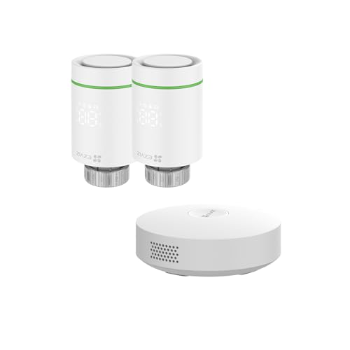 EZVIZ Intelligente WLAN Heizungsthermostat, 2 Thermostatventile mit A3 Gateway, Energieeffiziente Heizungssteuerung mit APP, DIY-Installation, T55 Kit von EZVIZ