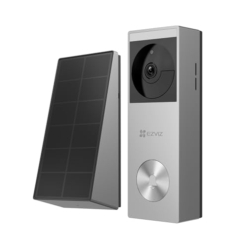 EZVIZ Kabellose Türklingel mit Solarpanel, Video Türklingel mit 2K Kamera, Farbnachtsicht, Personenerkennung, 32GB eMMC Speicher, Alexa kompatibel, HP3 Pro von EZVIZ