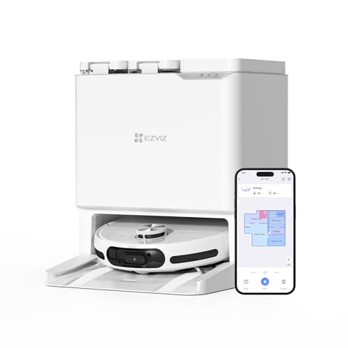 EZVIZ Saugroboter mit Wischfunktion und Absaugstation, 7200 Pa, Zero Tangle Bürste, Vielseitiger Teppichreinigung, Waschen mit Heißwasser und Trocknen, Vollautomatischer Basisstation, RS20 Pro von EZVIZ