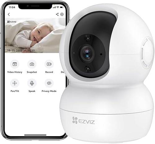 EZVIZ WLAN IP Kamera Überwachungskamera Innen schwenkbare, 1080P, Zwei-Wege-Audio, Bewegungserfolgung, IR Nachtsicht, Babyphone kompatibel mit Alexa, TY2 von EZVIZ