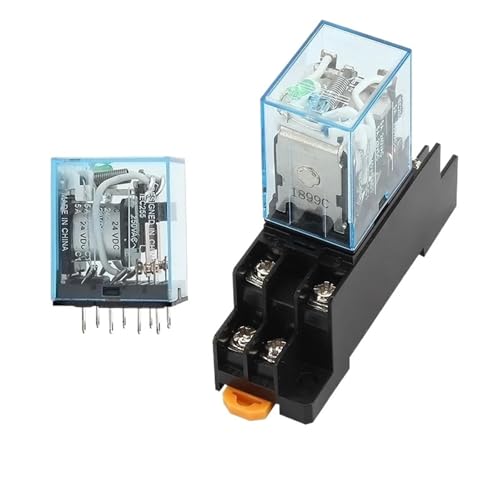 MY2NJ HH52P DPDT Miniaturspule Elektromagnetisches Zwischenrelais AC12V 24V DC24V AC110V 220V 8-poliges Relais mit Sockelsockel(DC 12V) von EZXPCHKES
