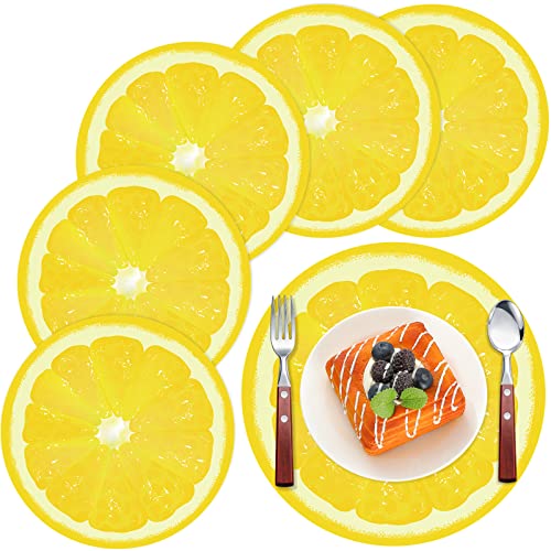 50 Stück Einweg-Platzsets aus Papier, 33 cm, gelbe Scheibe, Zitrone, runde Tischsets, Zitrusfrüchte, Ladegerät, Platzset für tropische Limonade, Tischmatte, Küche, Innen- und Außendekoration von Eaasty