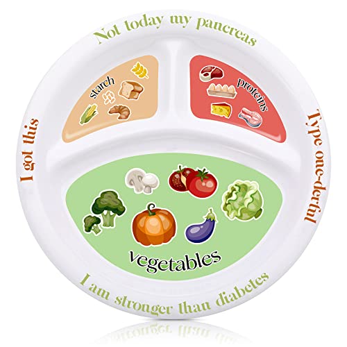 Diabetiker-Portionskontrolle, Melamin, unterteilte Teller für Erwachsene mit Protein, Kohlenhydraten und Gemüse, Diätplatte, Portionsgröße, Gerichte, Küche, Essen Servieren (1 Packung) von Eaasty