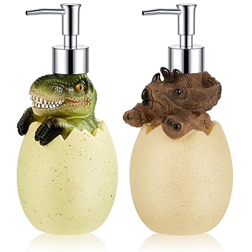 Dinosaurier-Seifenspender, 2 Stück, Ei, Kinder-Seifenspender, niedlicher Dinosaurier, Badezimmerzubehör, Tierdusche, Lotion, flüssig, nachfüllbar, Bad, Arbeitsplattendekoration von Eaasty