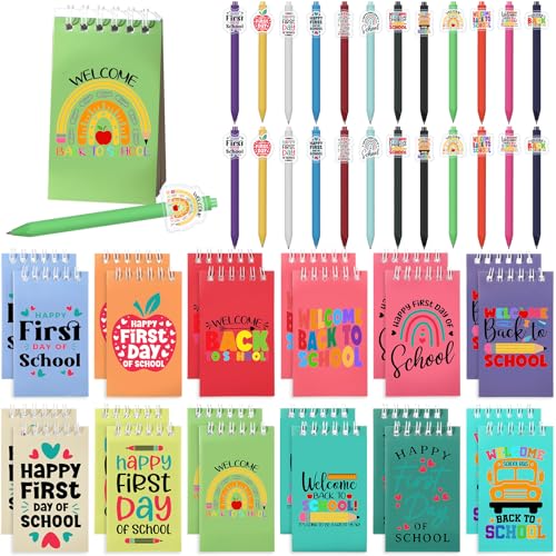 Eaasty 48 Pcs Back to School Stationery Set Mini Back to School Notepads Notebook and Ballpoint Pens Welcome Back to School Gifts for Students Teachers Reward First Day of School Classroom(Cute) von Eaasty