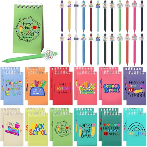 Eaasty 48 Pcs Back to School Stationery Set Mini Back to School Notepads Notebook and Ballpoint Pens Welcome Back to School Gifts for Students Teachers Reward First Day of School Classroom (Funny) von Eaasty