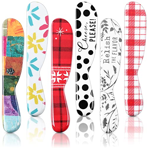 Eaasty Butterstreuer aus Kunststoff, 15,2 cm, buntes Käsemesser, Weihnachtsgeschenk, für Frischkäse, Sandwich, 6 Stück von Eaasty