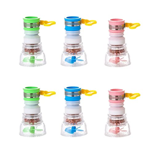 Eabdice 6 Stück Mini Wasserhahn Wasserfilter, Aktivkohle, Spritzwassergeschützt, 360°Drehbar, für Badewannen und Dusch-Klappmischer (Drei Farben) von Eabdice