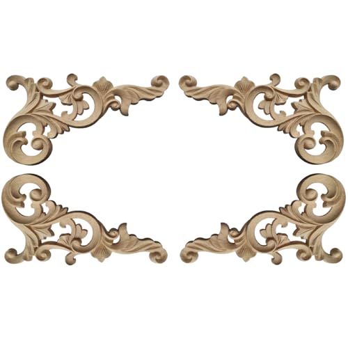 Eabdice 4 Stück Holzornamente für Möbel Vintage, Holz Geschnitzt Corner, Ornament Schnitzerei Holz, Holz, geschnitzt, für Wand, Möbel, Schrank, Tür, Dekoration, Basteln Eabdice 4 Stück Holzornamente für Möbel Vintage, Holz Geschnitzt Corner, Ornament Schnitzerei Holz, Holz, geschnitzt, für Wand, Möbel, Schrank, Tür, Dekoration, Basteln von Eabdice
