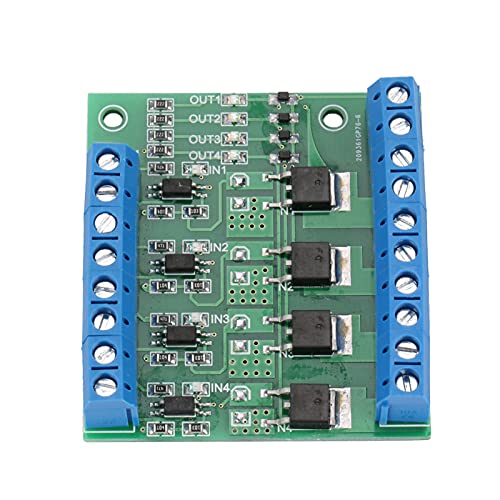 Eacam PWM 4-Kanal-MOS-FET-Modul, DC Motor Control Board-Treibermodul 3-20 V Bis 3,7-27VDC 10a mit Eingangs-/Ausgangssignalanzeige für Hochleistungsgeräte, LED-Streifen und Mikropumpe von Eacam