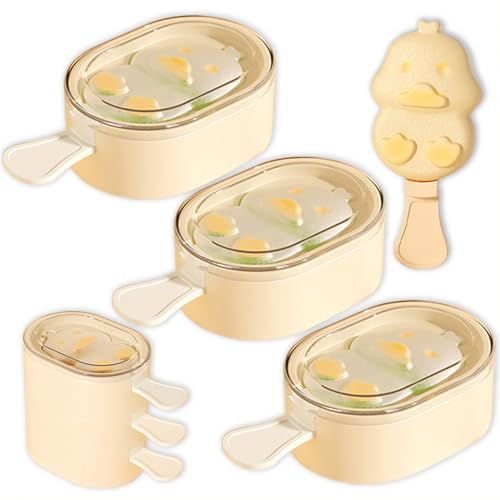 3er Set Eisformen Förmchen Silikon, Eisformen EIS am Stiel Formen BPA Frei, Popsicle Förmchen Wiederverwendbar Cartoon Stapelbares Design mit Sticks und Deckel für Kinder und Erwachsene von Eachans