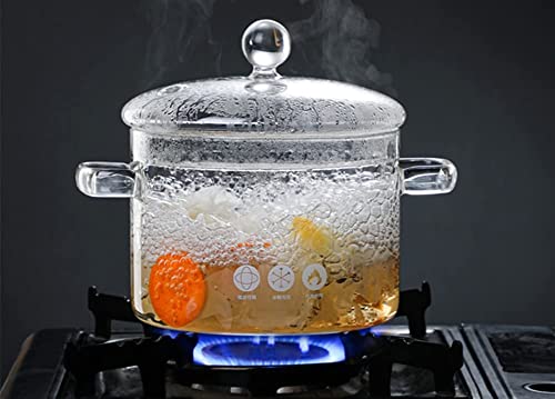 1.5L/50oz Glas Topf Glastopf zum Kochen, Schmorpfanne, Hochtemperaturbeständiger Transparenter Glas Suppentopf mit Doppelgriff und Deckel, Saucepans von Eachave