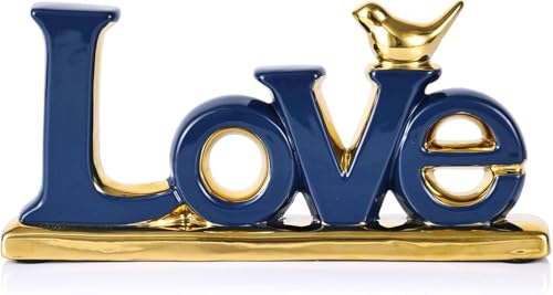 Blaue und goldene Liebesschilder für die Heimdekoration, Liebesschild-Deko, Goldene Vogelskulptur, Personalisierte Liebesdeko, Ornamente für Wohnzimmer, Schlafzimmer, Schreibtisch, Schränke(Love-Blue) Blaue und goldene Liebesschilder für die Heimdekoration, Liebesschild-Deko, Goldene Vogelskulptur, Personalisierte Liebesdeko, Ornamente für Wohnzimmer, Schlafzimmer, Schreibtisch, Schränke(Love-Blue) von Eachave
