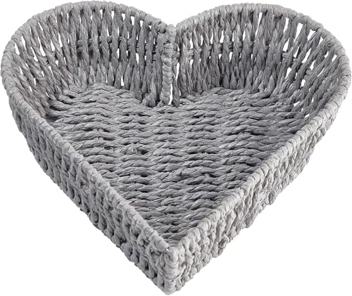 Grauer Herzförmiger Handgeflochtener Aufbewahrungskorb, Brotkorb, Organizer für Tisch,Küche,Wohnzimmer Grauer Herzförmiger Handgeflochtener Aufbewahrungskorb, Brotkorb, Organizer für Tisch,Küche,Wohnzimmer von Eachave