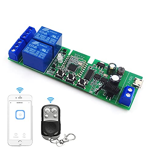 2 Kanäle 12V Zigbee Smart Relais Schalter, einstellbare Selflock und Momentanbetrieb, Funktioniert mit eWelink, Tuya Smart Life, Philips Hue, SmartThings, Alexa/Google Home (ZigBee-Hub erforderlich) von Eachen