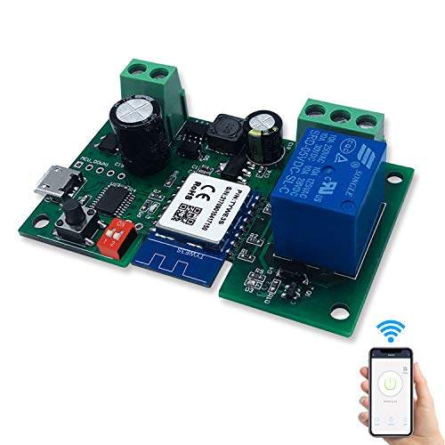 EACHEN 1 Kanal WiFi Wireless Smart Switch Relay Modul für Smart Home Fernbedienung DC 5 V/12 V, für Zugangskontrolle, Einschalten von PC, Garagentor, Arbeit mit TUYA/Smart Life App von Eachen