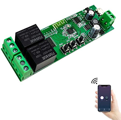 EACHEN 2 Kanal WiFi Wireless Smart Switch Relay Modul für Smart Home Fernbedienung DC 5 V/12 V, für Zugangskontrolle Einschalten von PC, Garagentor, Arbeit mit TUYA/Smart Life App von Eachen