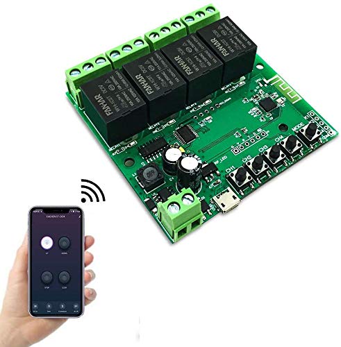 EACHEN 4 Kanal WiFi Wireless Smart Switch Relay Modul für Smart Home Fernbedienung DC 5 V/12 V, für Zugangskontrolle, Einschalten von PC, Garagentor, Arbeit mit TUYA/Smart Life App von Eachen
