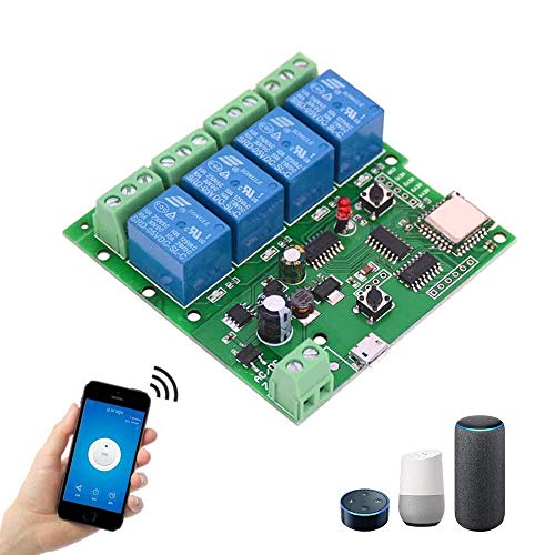 EACHEN Smart Wifi Schalter Wireless Relais Inching/Selbstverriegelung Switch Alexa Relais DIY für Garagentor Fernbedienung, Schaltermodul Ewelink DC5-32V AC90-260V mit Google Zuhause Nest IFTTT(DC4) von Eachen